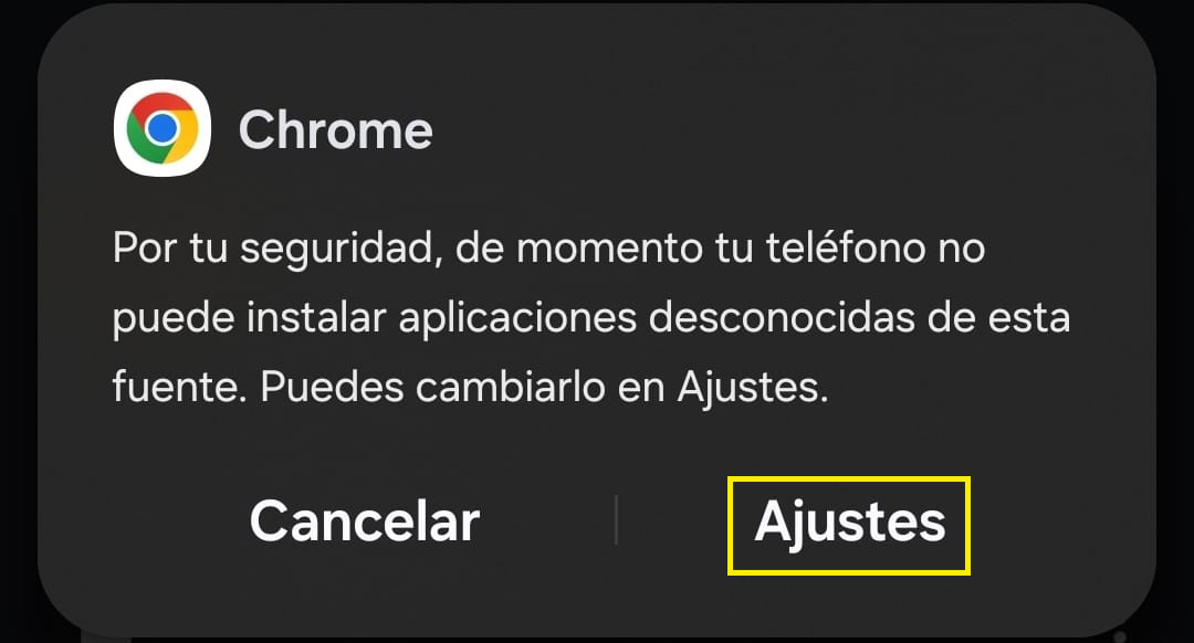 Chrome security dialog