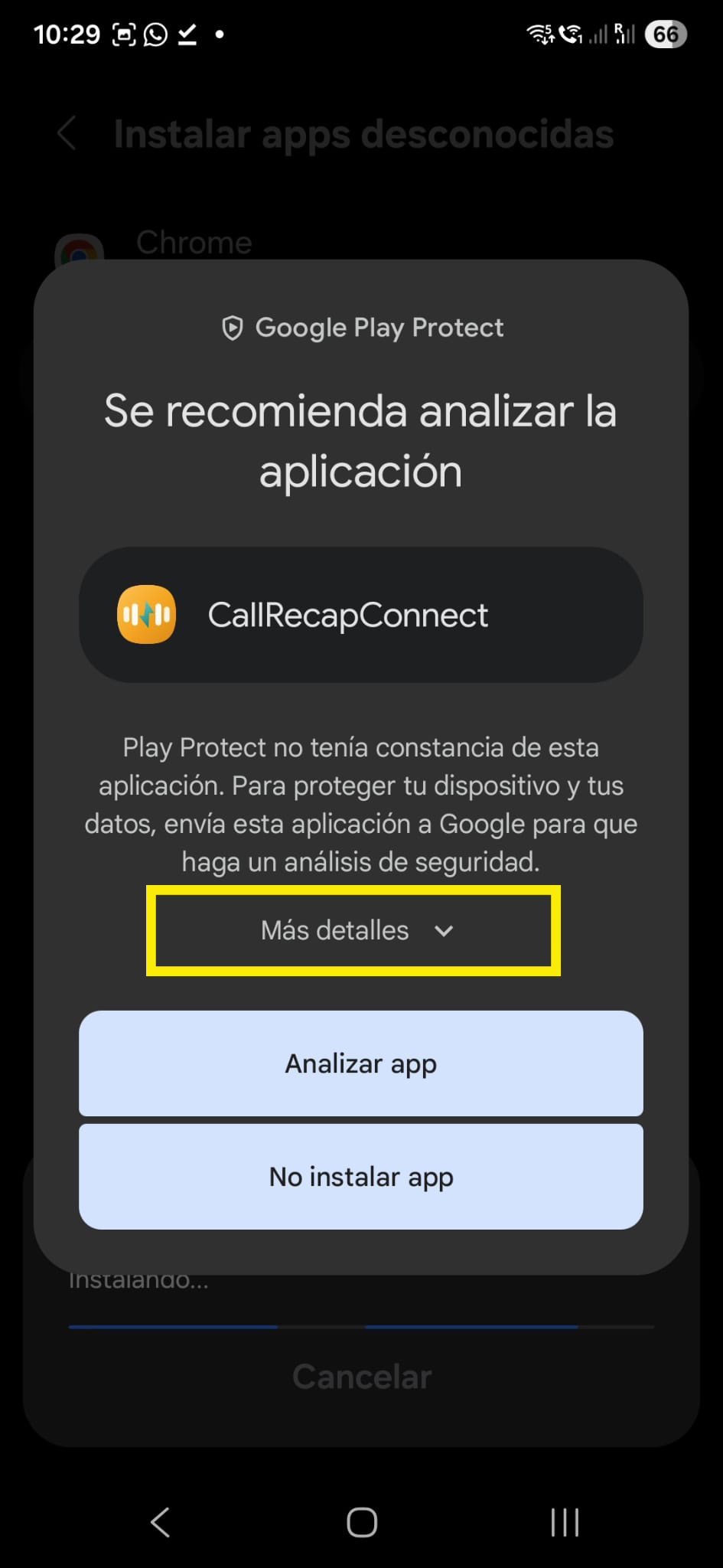 Play Protect warning