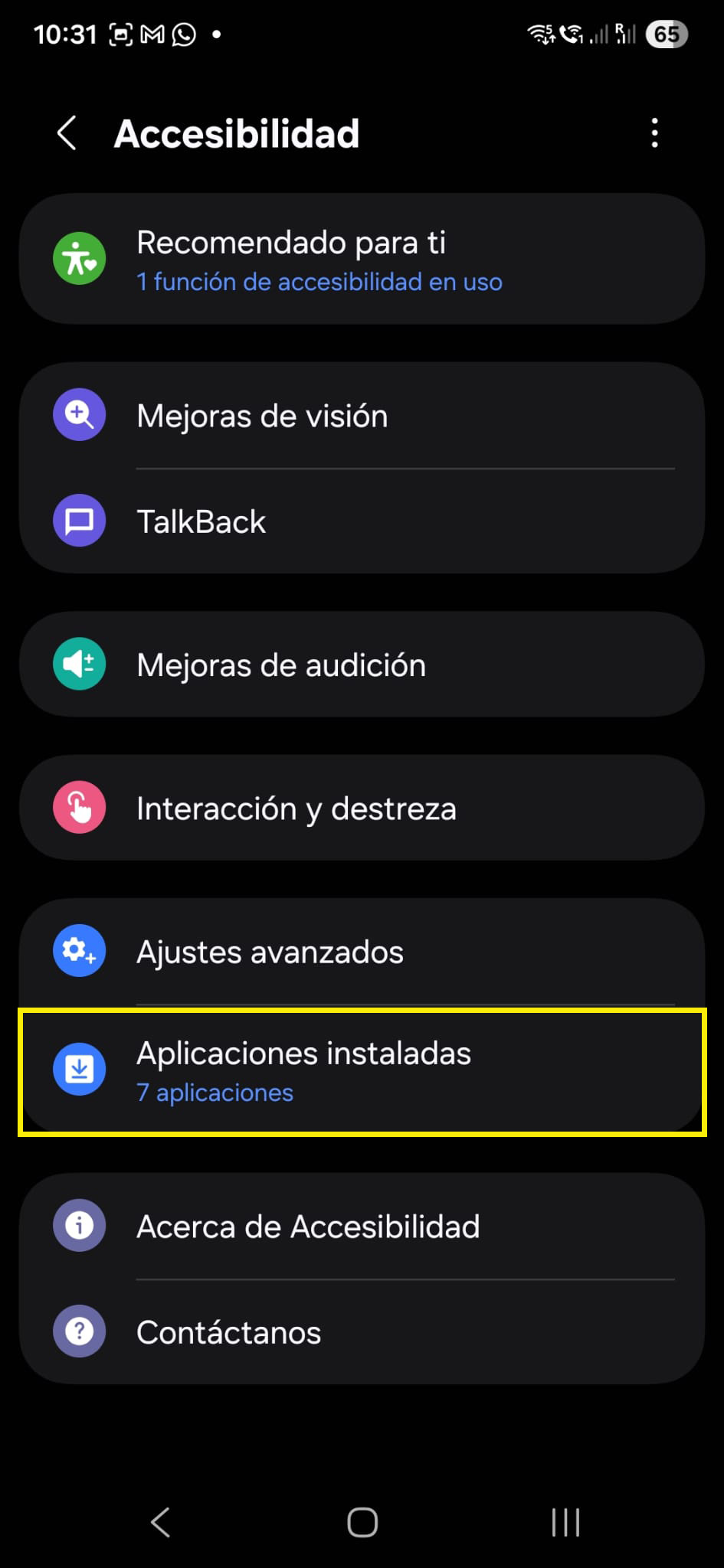 Accessibility settings