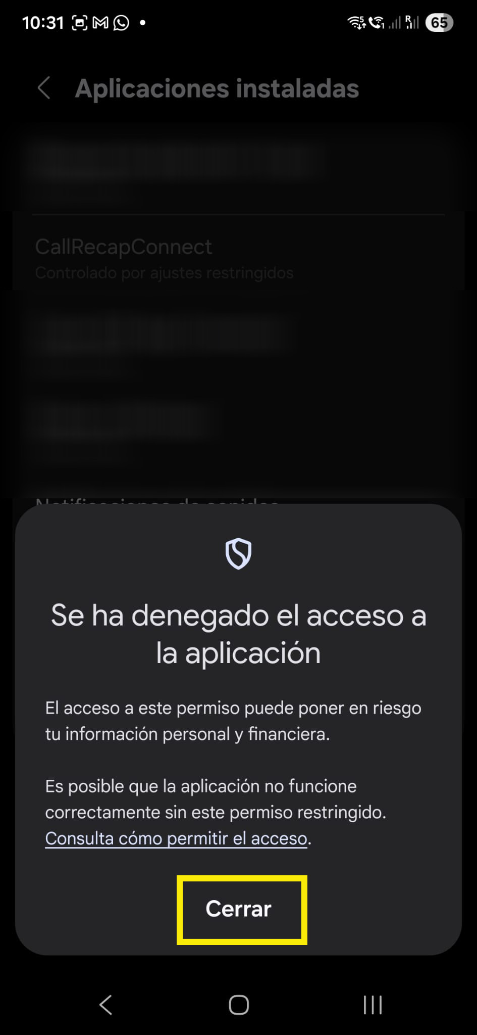 Access denied dialog