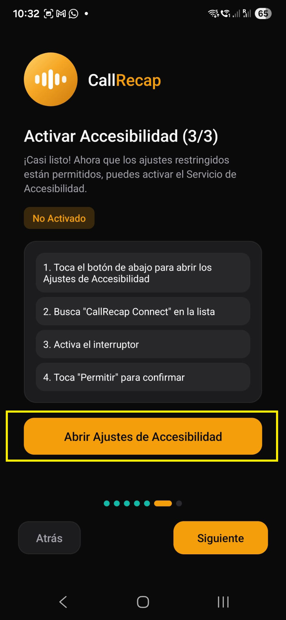 Accessibility step retry