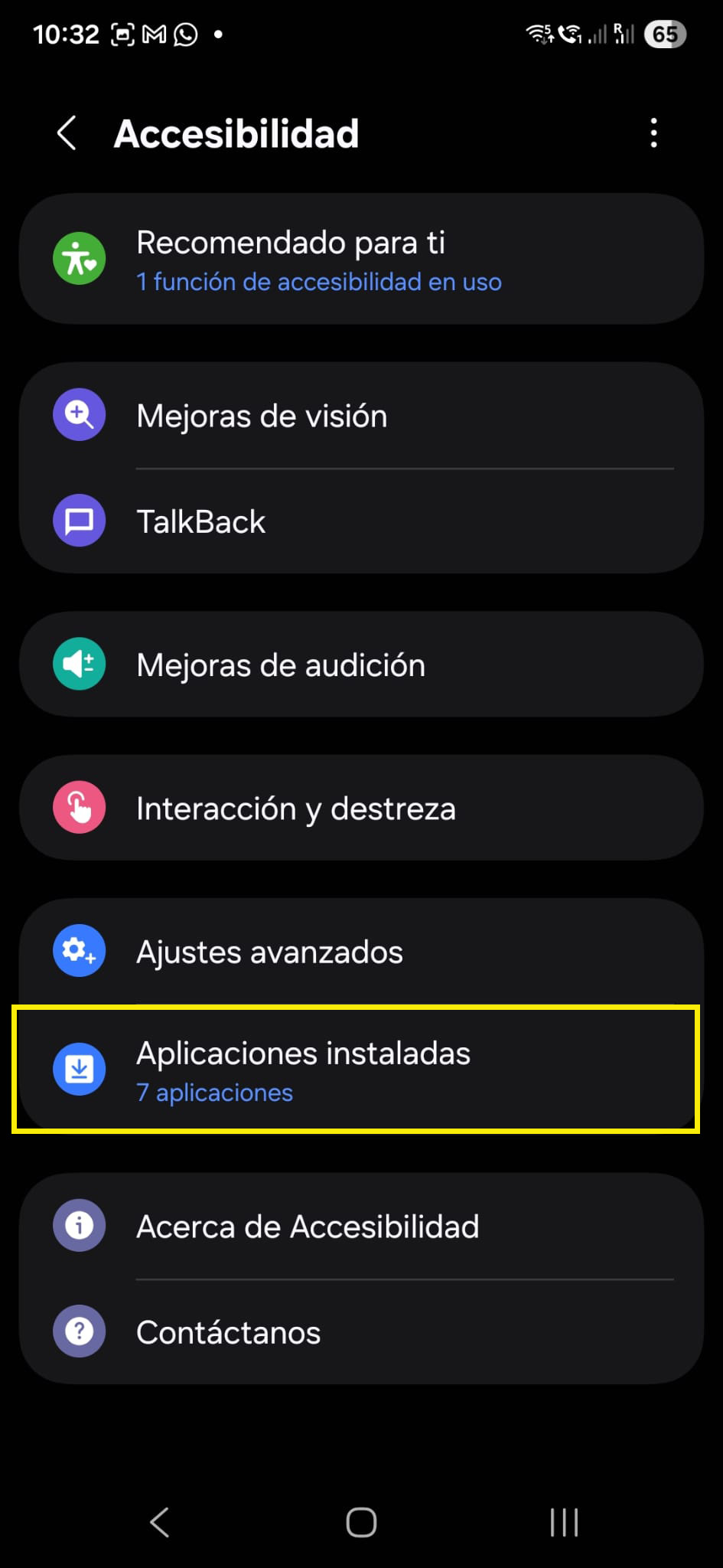 Accessibility settings