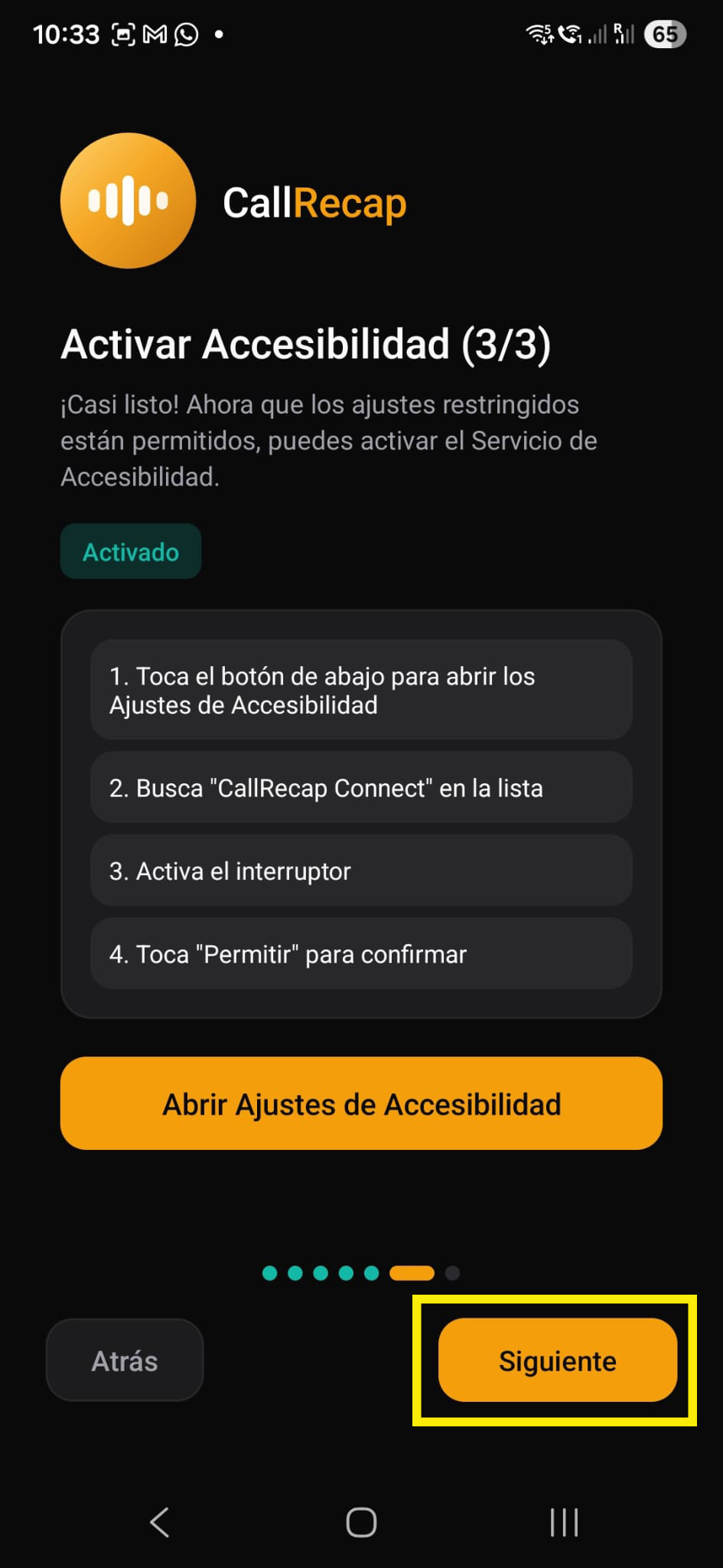 Accessibility badge enabled